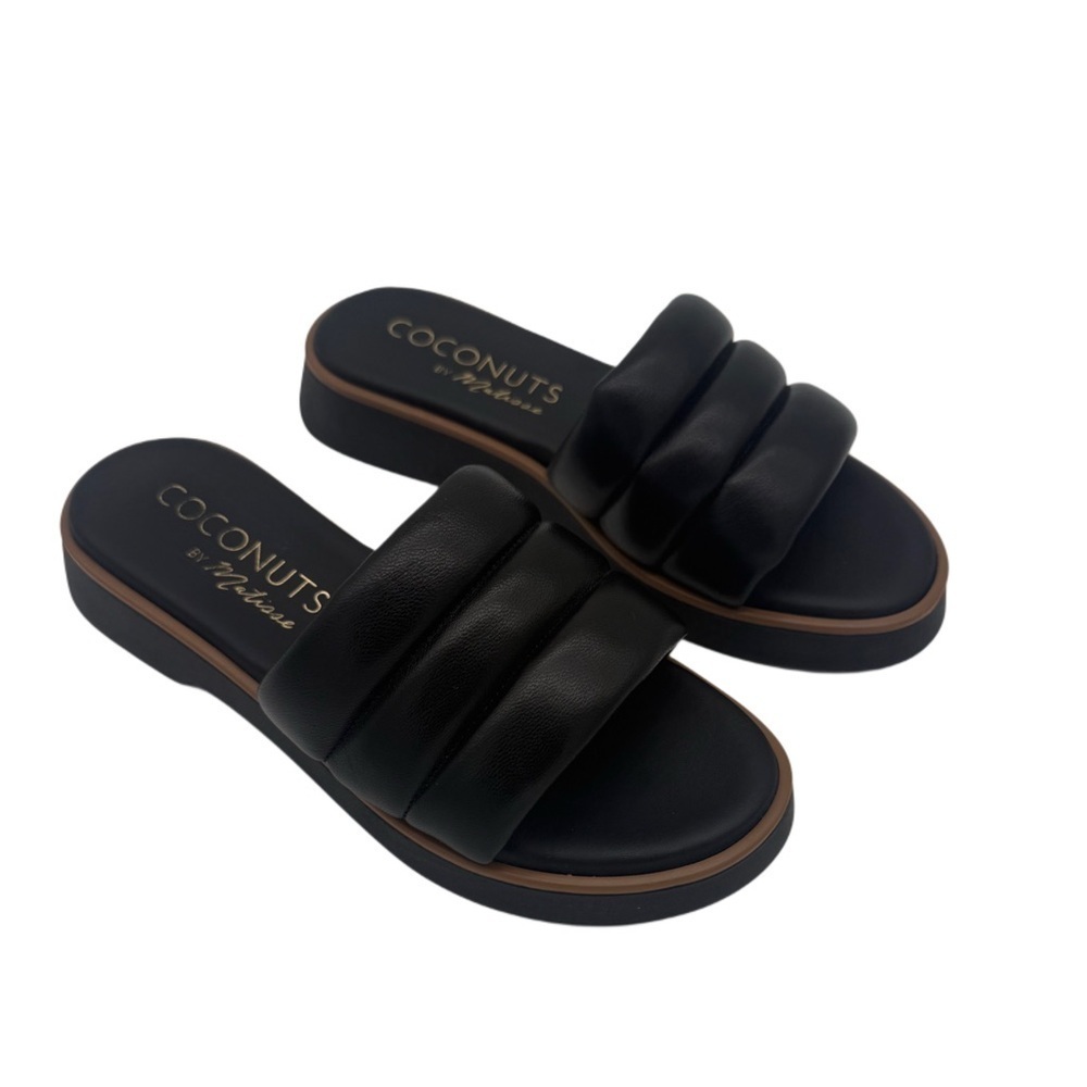 Coconuts by Matisse Black Padded Slide Summer Beach Classic Neutral Sandals 6